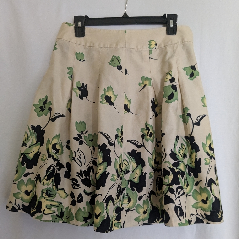 Pleated Floral Cotton Skirt by George